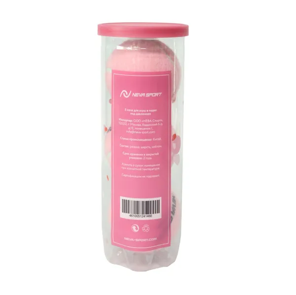 Мяч для падела NS Sakura, UAA2, уп.3 шт, сукно, нат.резина, розовый за 824.50 ₽ в Новороссийске