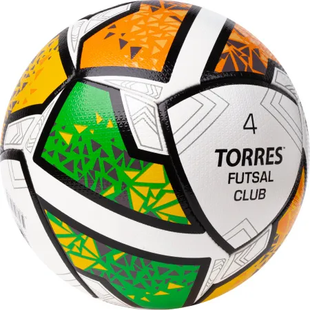 Мяч футзал. TORRES Futsal Club, FS323764, р.4, 10 пан. ПУ, 4 под. сл, гибрид. сш. бело-зел-оранж за 2&nbsp;264.40 ₽ купить в Новороссийске