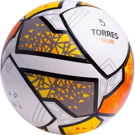 Мяч футб. TORRES Club, F323965, р.5, 10 пан., ПУ, гибрид. сшив, бел-оранж-желт за 2&nbsp;225.30 ₽ купить в Новороссийске